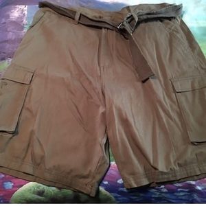 Mens OPEN TRAILS Cargo Shorts Camo Green Size 40”W includes Belt NEW!